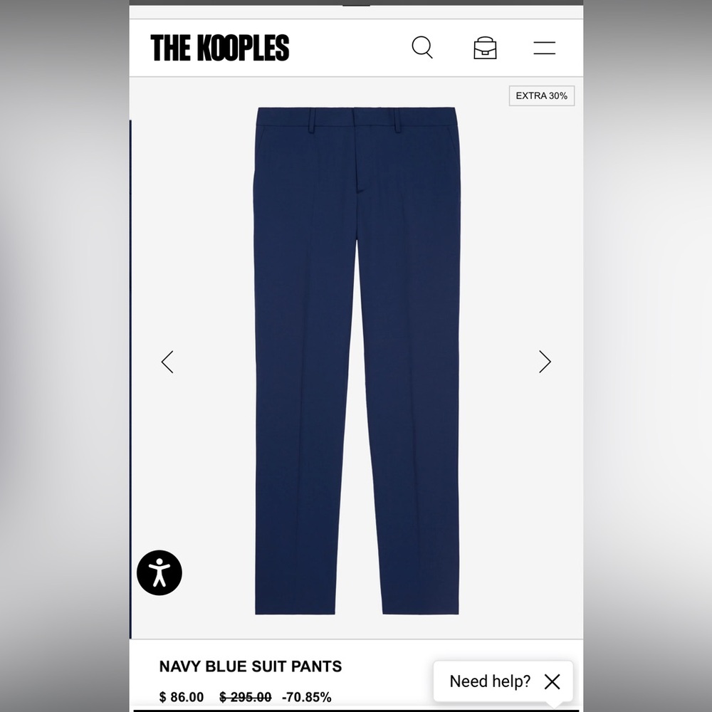 The Kooples men’s 100% Wool Navy Blue Dress pant.
